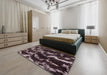 Abstract Rose Purple Modern Rug in a Bedroom, abs763