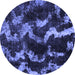 Round Machine Washable Abstract Blue Modern Rug, wshabs763blu