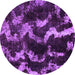 Round Machine Washable Abstract Purple Modern Area Rugs, wshabs763pur