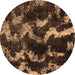 Round Machine Washable Abstract Brown Modern Rug, wshabs763brn