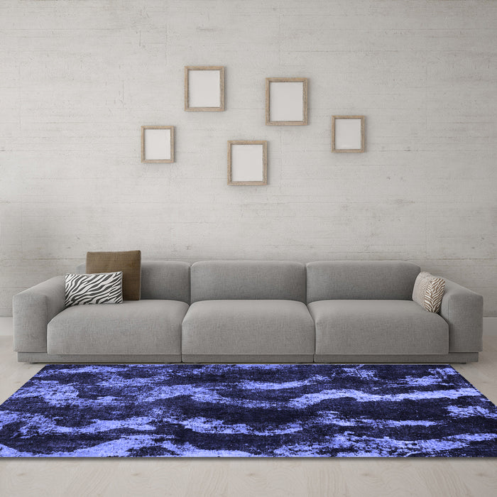 Machine Washable Abstract Blue Modern Rug in a Living Room, wshabs763blu