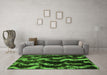 Machine Washable Abstract Green Modern Area Rugs in a Living Room,, wshabs763grn