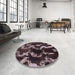 Round Abstract Rose Purple Modern Rug in a Office, abs763