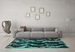 Machine Washable Abstract Turquoise Modern Area Rugs in a Living Room,, wshabs763turq