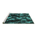 Sideview of Machine Washable Abstract Turquoise Modern Area Rugs, wshabs763turq