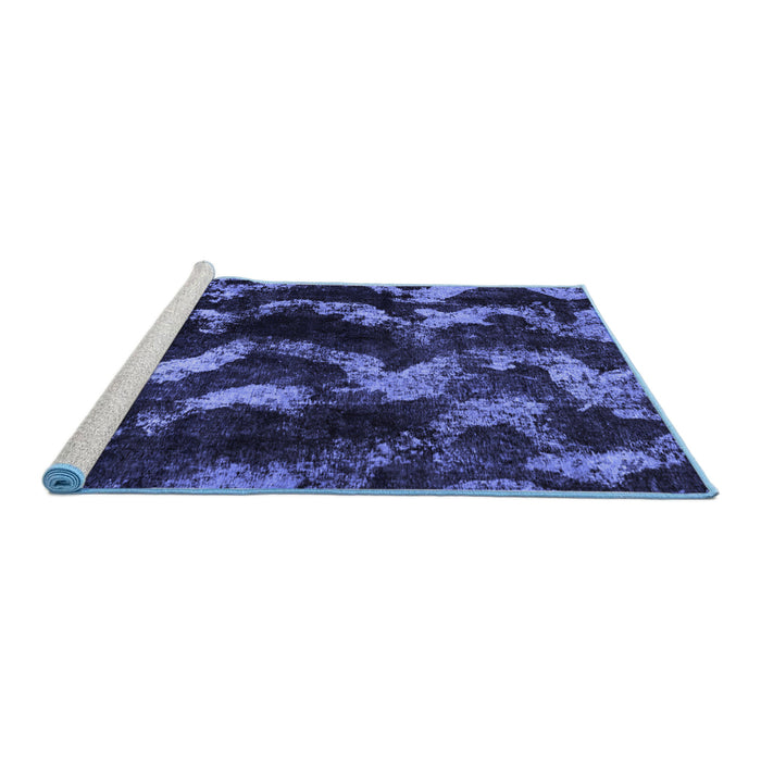 Sideview of Machine Washable Abstract Blue Modern Rug, wshabs763blu
