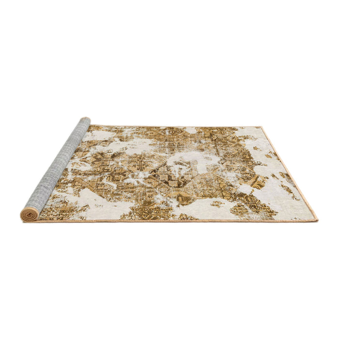 Sideview of Machine Washable Abstract Wheat Beige Rug, wshabs764