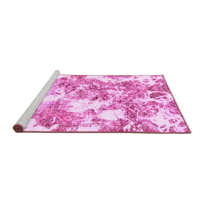 Sideview of Machine Washable Abstract Pink Modern Rug, wshabs764pnk
