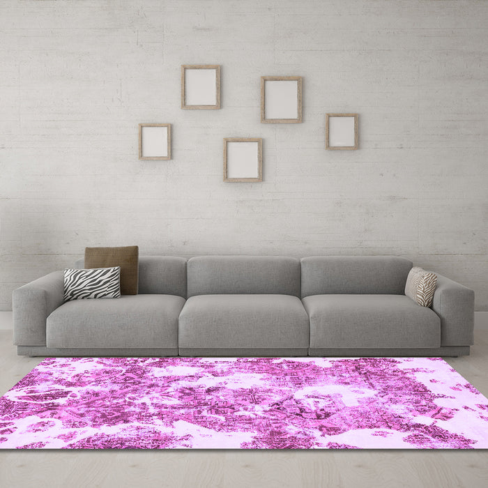 Machine Washable Abstract Purple Modern Area Rugs in a Living Room, wshabs764pur