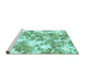 Sideview of Machine Washable Abstract Turquoise Modern Area Rugs, wshabs764turq