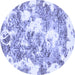 Round Abstract Blue Modern Rug, abs764blu