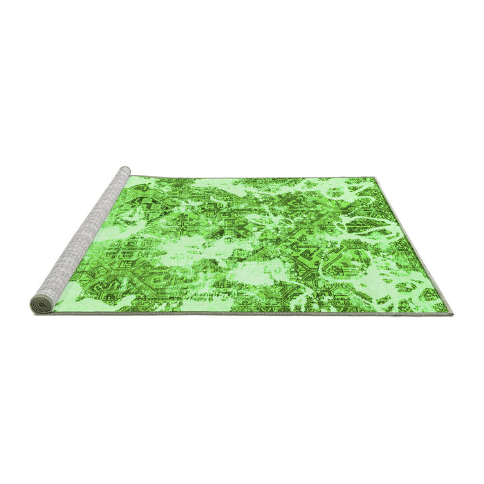 Sideview of Machine Washable Abstract Green Modern Area Rugs, wshabs764grn