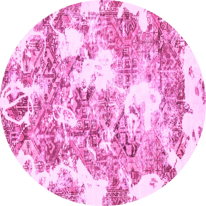 Round Abstract Pink Modern Rug, abs764pnk