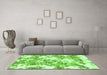 Machine Washable Abstract Green Modern Area Rugs in a Living Room,, wshabs764grn