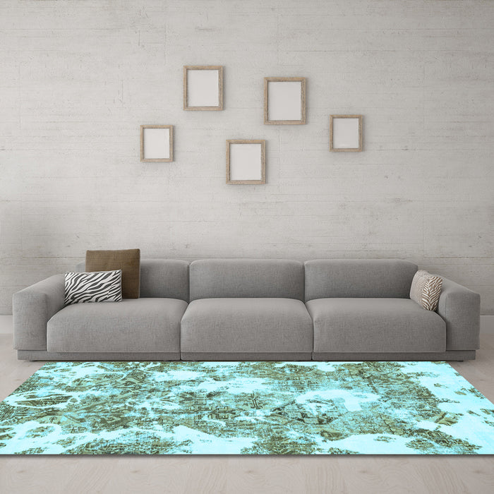 Machine Washable Abstract Light Blue Modern Rug in a Living Room, wshabs764lblu