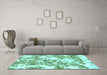 Machine Washable Abstract Turquoise Modern Area Rugs in a Living Room,, wshabs764turq