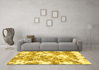 Machine Washable Abstract Yellow Modern Rug, wshabs764yw