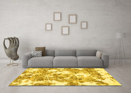 Machine Washable Abstract Yellow Modern Rug in a Living Room, wshabs764yw