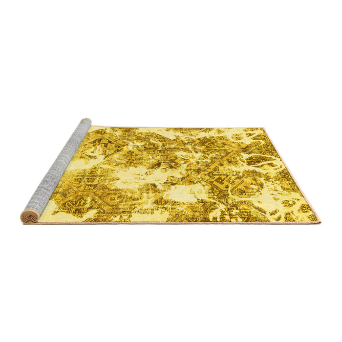 Sideview of Machine Washable Abstract Yellow Modern Rug, wshabs764yw