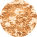 Round Machine Washable Abstract Orange Modern Area Rugs, wshabs764org