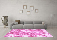 Machine Washable Abstract Pink Modern Rug, wshabs764pnk