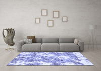 Machine Washable Abstract Blue Modern Rug, wshabs764blu