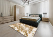 Abstract Wheat Beige Modern Rug in a Bedroom, abs764