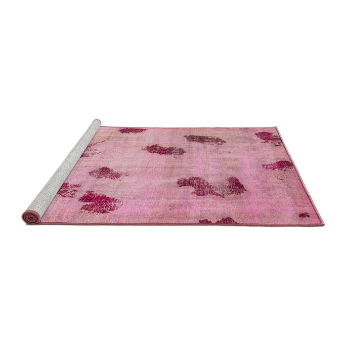 Sideview of Machine Washable Abstract Dark Pink Rug, wshabs765