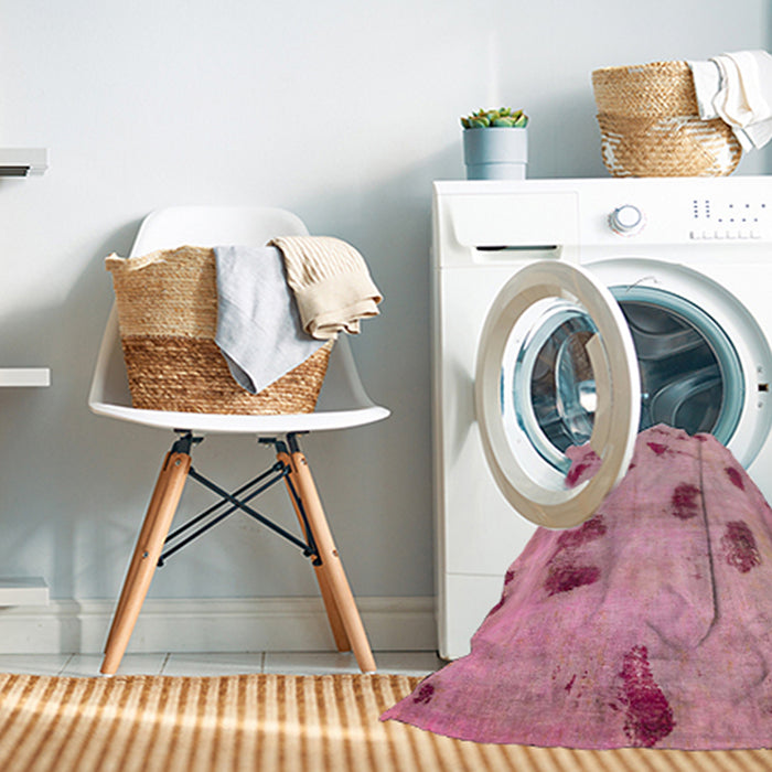 Machine Washable Abstract Dark Pink Rug in a Washing Machine, wshabs765