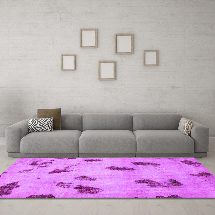 Machine Washable Abstract Purple Modern Area Rugs in a Living Room, wshabs765pur