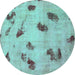 Round Abstract Turquoise Modern Rug, abs765turq