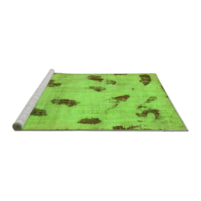 Sideview of Machine Washable Abstract Green Modern Area Rugs, wshabs765grn