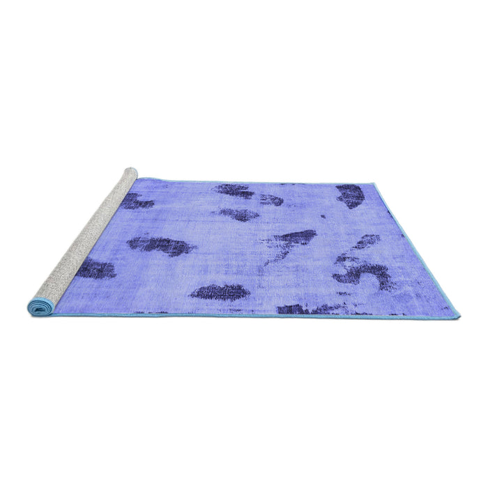 Sideview of Machine Washable Abstract Blue Modern Rug, wshabs765blu