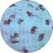 Round Machine Washable Abstract Light Blue Modern Rug, wshabs765lblu