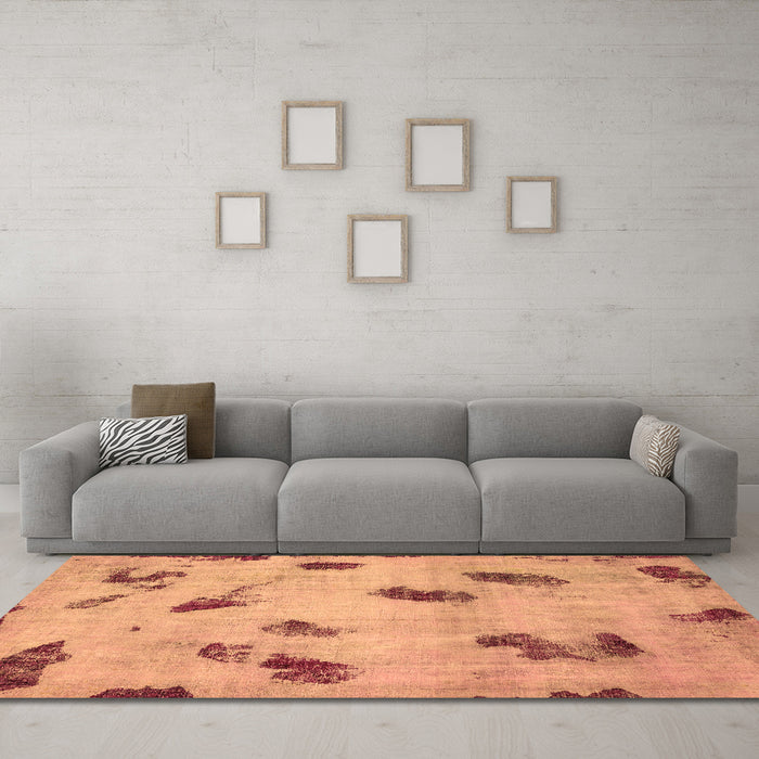 Machine Washable Abstract Brown Modern Rug in a Living Room,, wshabs765brn