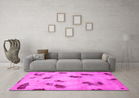 Machine Washable Abstract Pink Modern Rug, wshabs765pnk