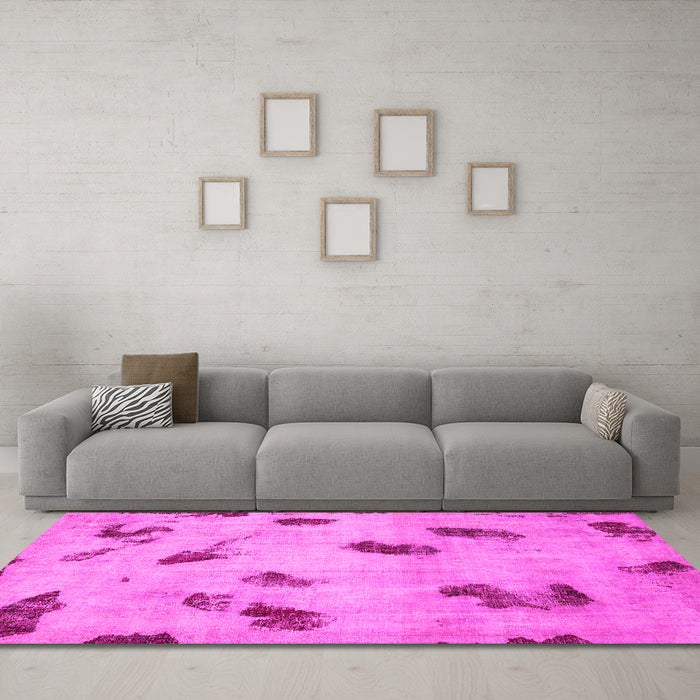 Machine Washable Abstract Pink Modern Rug in a Living Room, wshabs765pnk