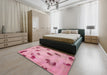 Machine Washable Abstract Dark Pink Rug in a Bedroom, wshabs765