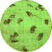 Round Abstract Green Modern Rug, abs765grn