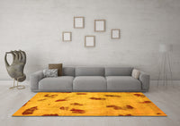 Machine Washable Abstract Yellow Modern Rug, wshabs765yw