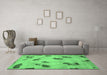 Machine Washable Abstract Emerald Green Modern Area Rugs in a Living Room,, wshabs765emgrn