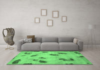 Machine Washable Abstract Emerald Green Modern Rug, wshabs765emgrn