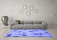 Machine Washable Abstract Blue Modern Rug, wshabs765blu