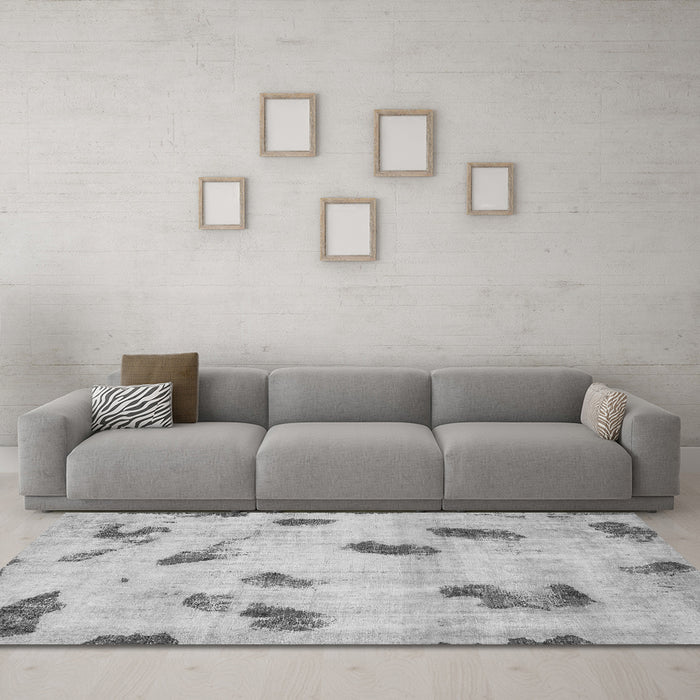 Machine Washable Abstract Gray Modern Rug in a Living Room,, wshabs765gry