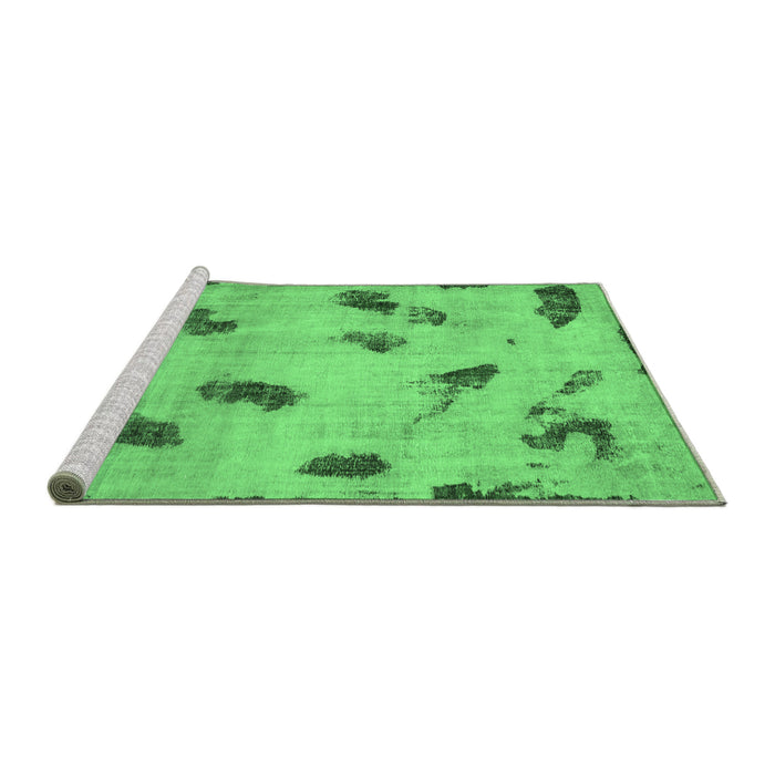 Sideview of Machine Washable Abstract Emerald Green Modern Area Rugs, wshabs765emgrn