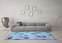 Machine Washable Abstract Light Blue Modern Rug, wshabs765lblu