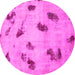 Round Abstract Pink Modern Rug, abs765pnk