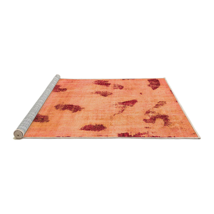 Sideview of Machine Washable Abstract Orange Modern Area Rugs, wshabs765org