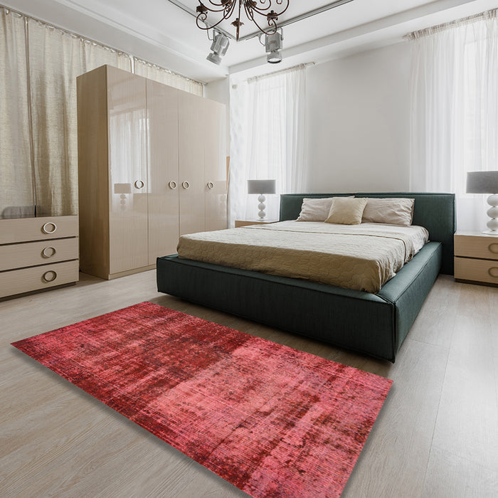 Machine Washable Abstract Red Rug in a Bedroom, wshabs766