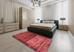 Abstract Red Modern Rug in a Bedroom, abs766